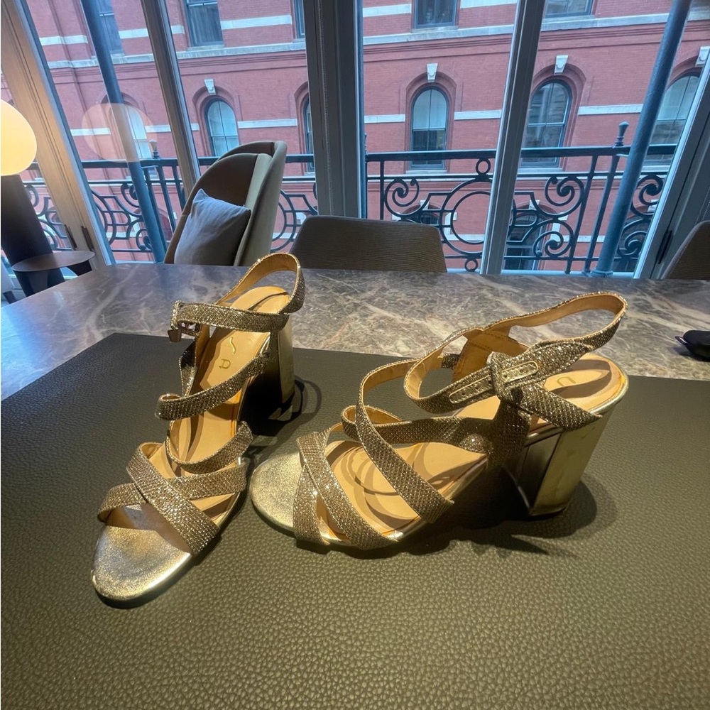 Unisa Shimmering Silver Strappy Heels